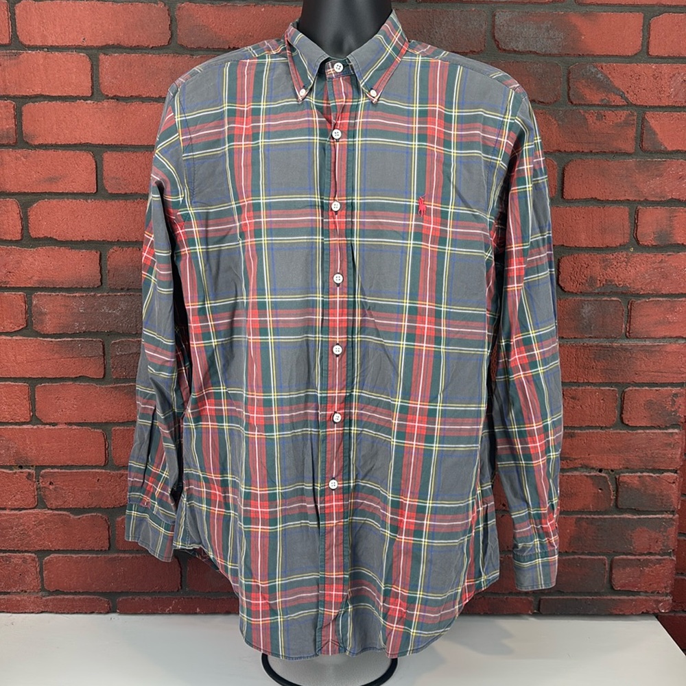 Ralph Lauren Shirt Mens Large Checkered Button‎ Down